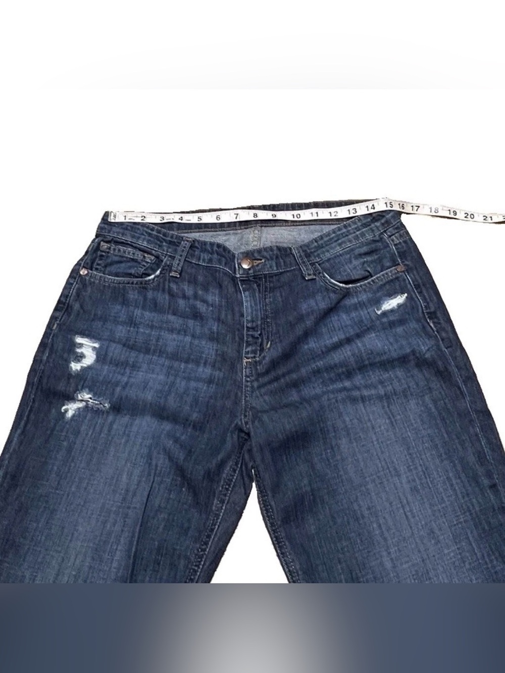 Joe's Jeans Mid Rise Boyfriend Destructed Cotton Dark Blue Denim Women’s Size 29 - Picture 5 of 11